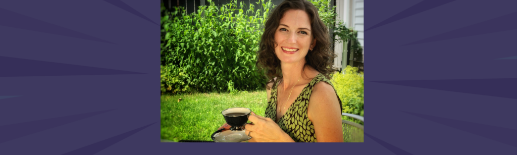 Nettie Owens enjoying coffee outdoors in a garden, demonstrating ease and rest as part of a feminine productivity system built for sustainable output.