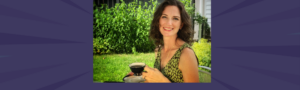 Nettie Owens enjoying coffee outdoors in a garden, demonstrating ease and rest as part of a feminine productivity system built for sustainable output.