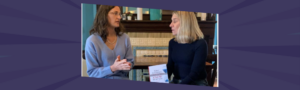 Nettie in focused one-on-one conversation, demonstrating the importance of getting specific about your target market through direct, intentional connection.